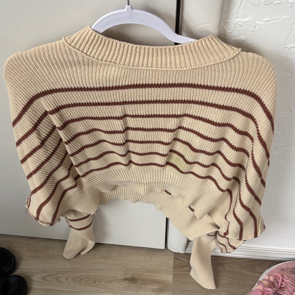 HYFVE Beige and Brown Striped Sweater